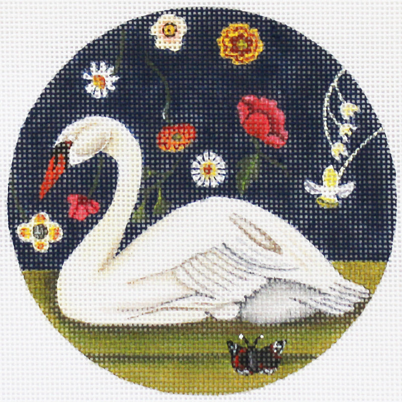 Floral Swan Ornament PLD Needlepoint Designs