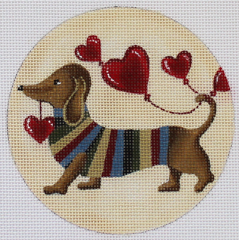 Ornament Dachshund Valentines PLD Needlepoint Designs