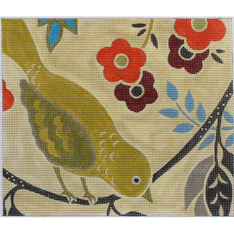 Mid Cent Mod Bird w/ Flowers PLD Needlepoint Designs