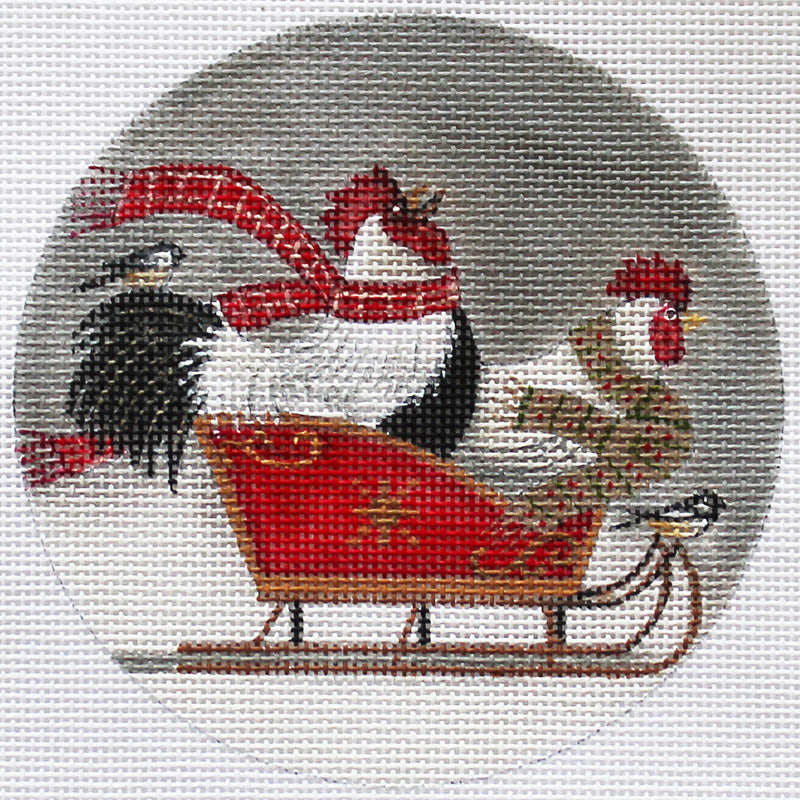 Rooster Ride ornament – PLD Needlepoint Designs
