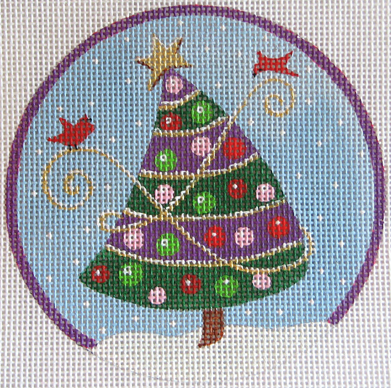Whimsical Tree With Purple Stripes