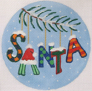 Christmas Words Ornament: "Santa" In Blues