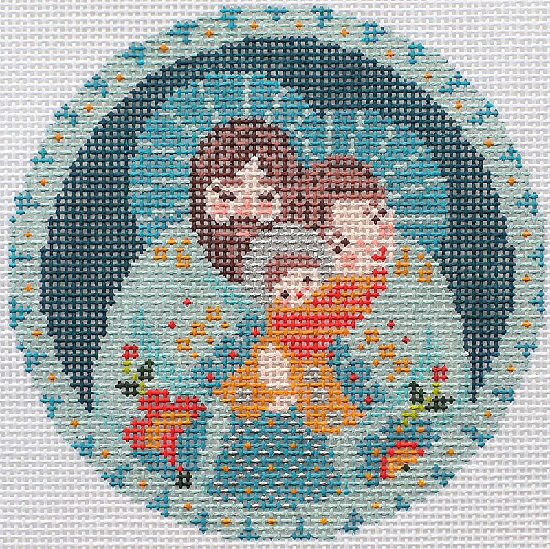 The Holy Family ornament in aqua