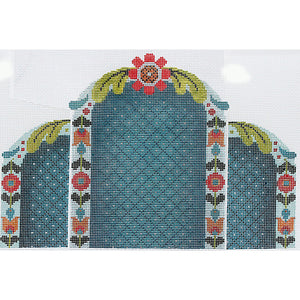 The Nativity Series in Teal: Creche Left panel