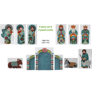 The Nativity Series in Teal: Creche Right panel